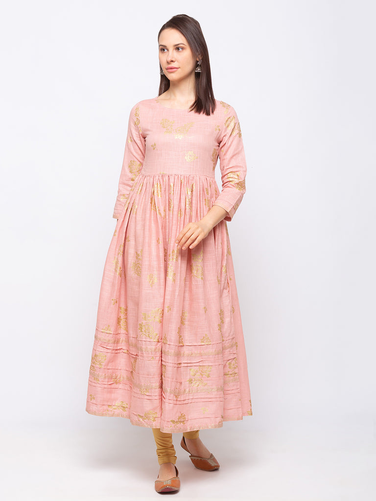 Women's Pink Cotton  Dress