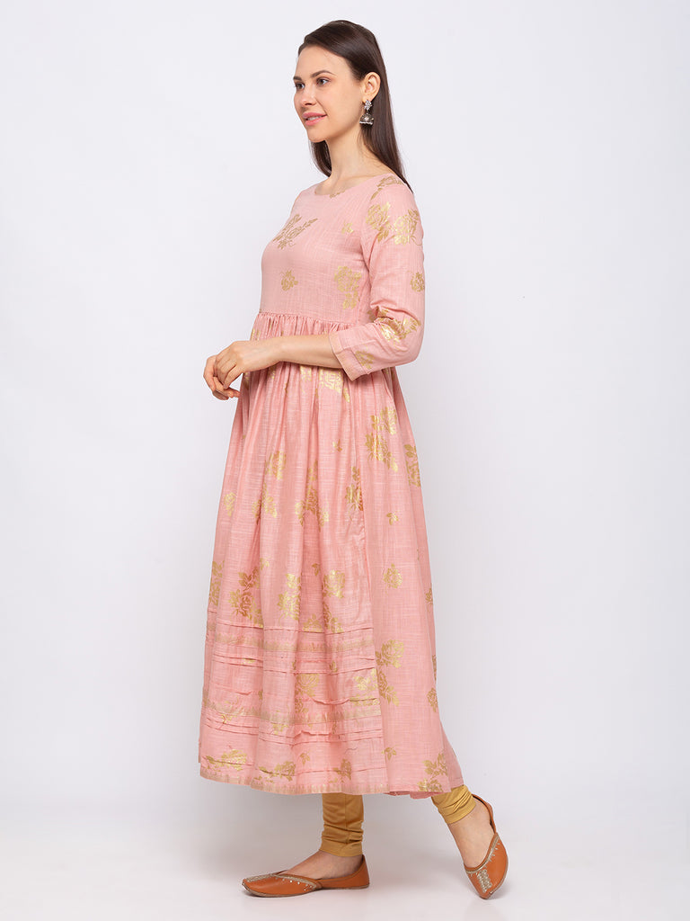Women's Pink Cotton  Dress