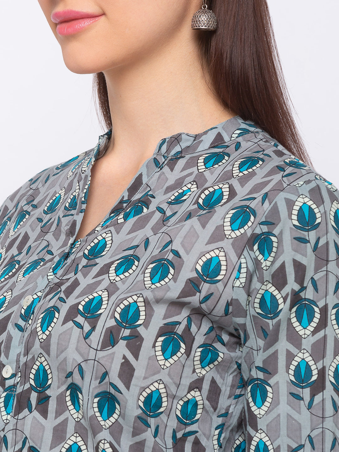 Casual Cotton Women Grey Kurta