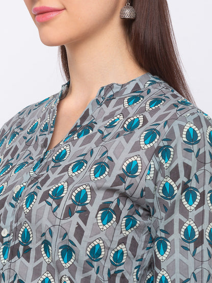 Casual Cotton Women Grey Kurta