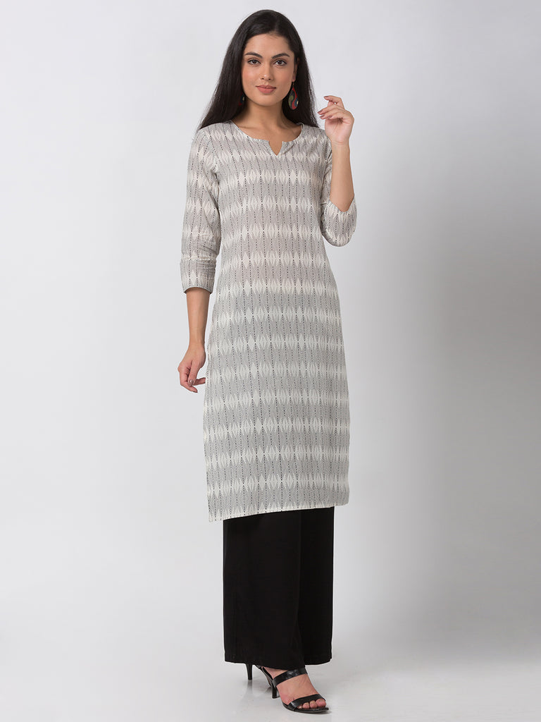 Core Women Straight Three-Fourth Off White Kurta