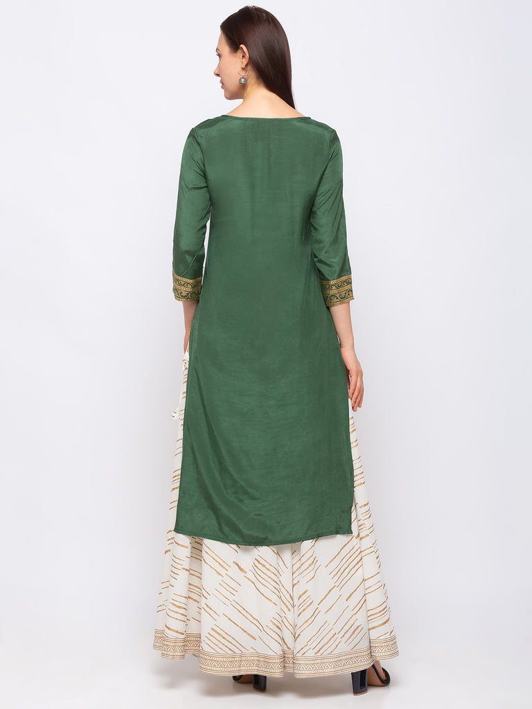 Art Silk Green Women Kurta