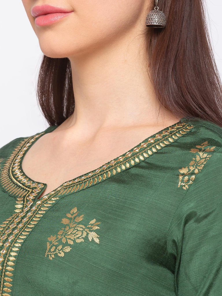 Art Silk Green Women Kurta