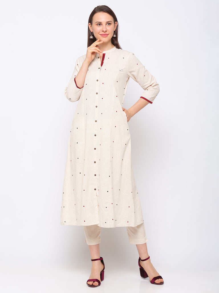Women's Ecru Viscose Rayon  Kurta