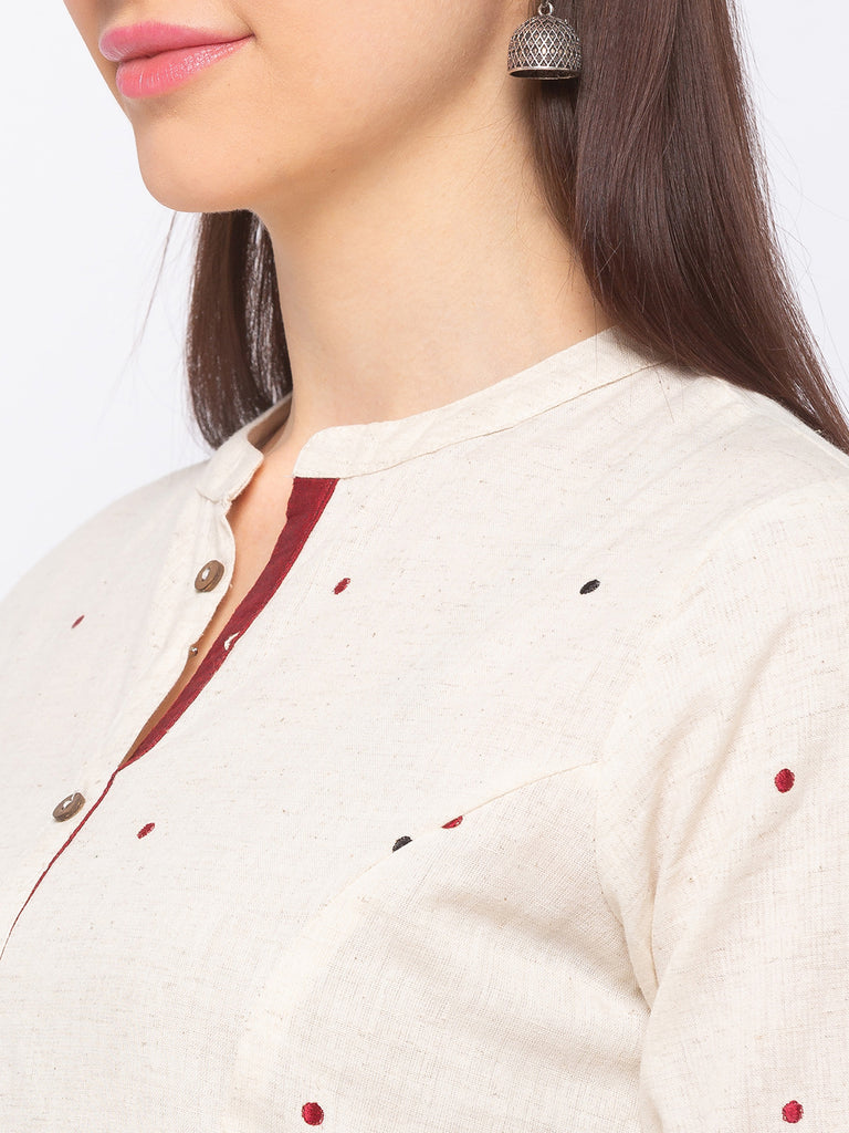 Women's Ecru Viscose Rayon  Kurta
