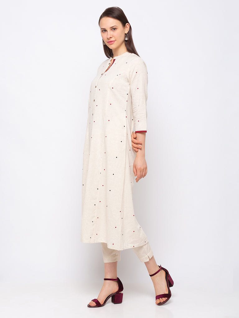 Women's Ecru Viscose Rayon  Kurta