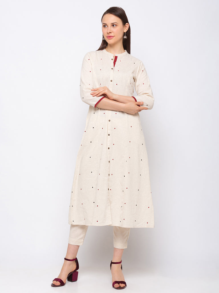 Women's Ecru Viscose Rayon  Kurta