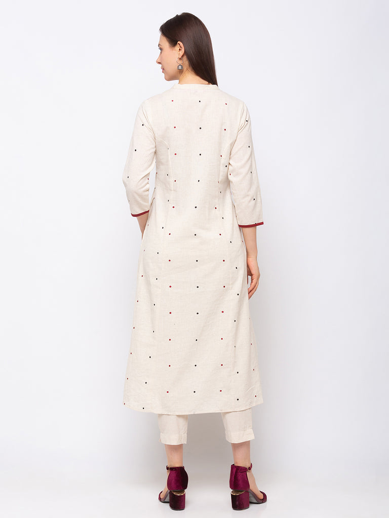Women's Ecru Viscose Rayon  Kurta