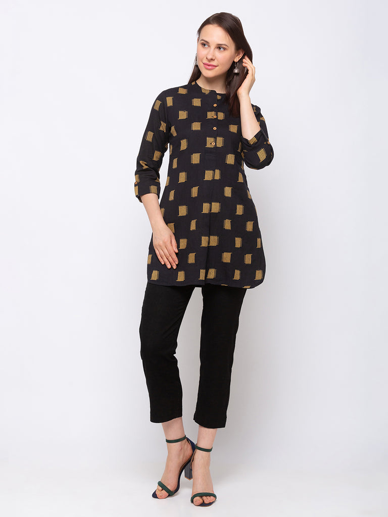 Women's Black Cotton  Tunic