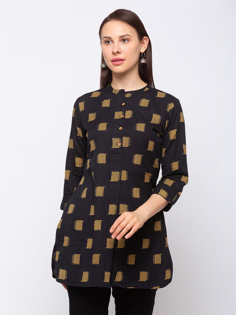 Women's Black Cotton  Tunic