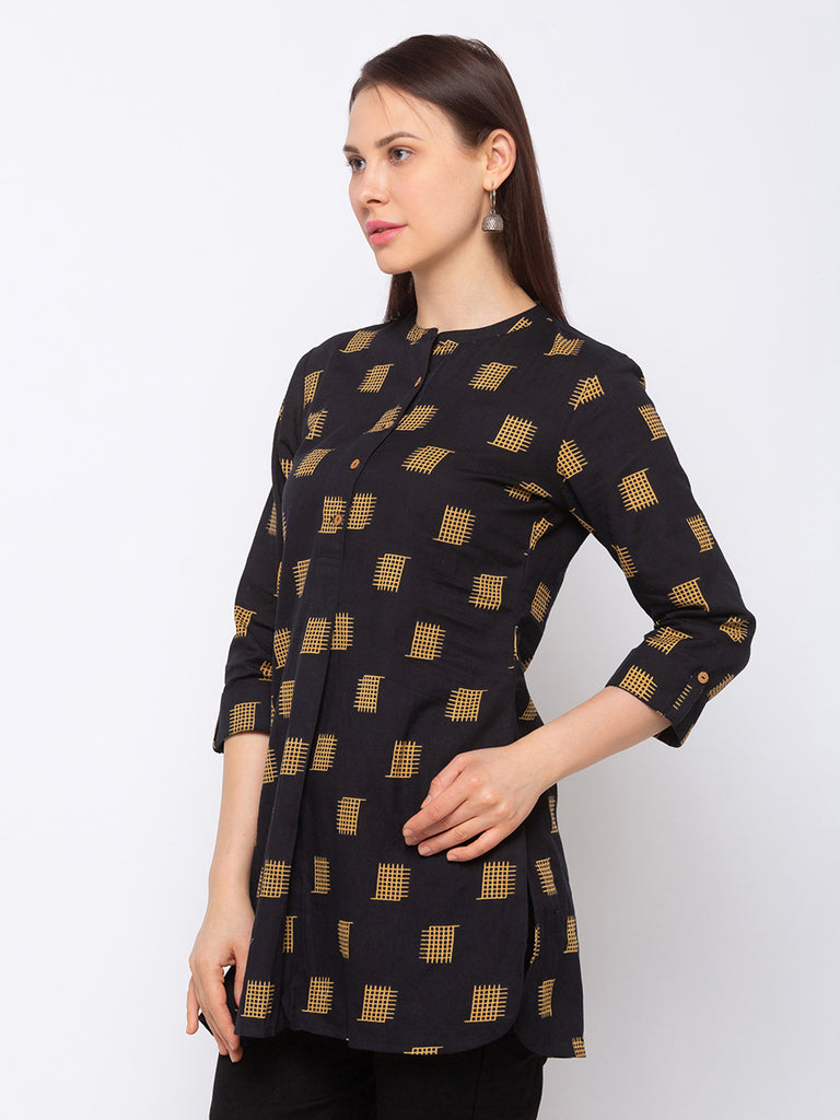 Women's Black Cotton  Tunic