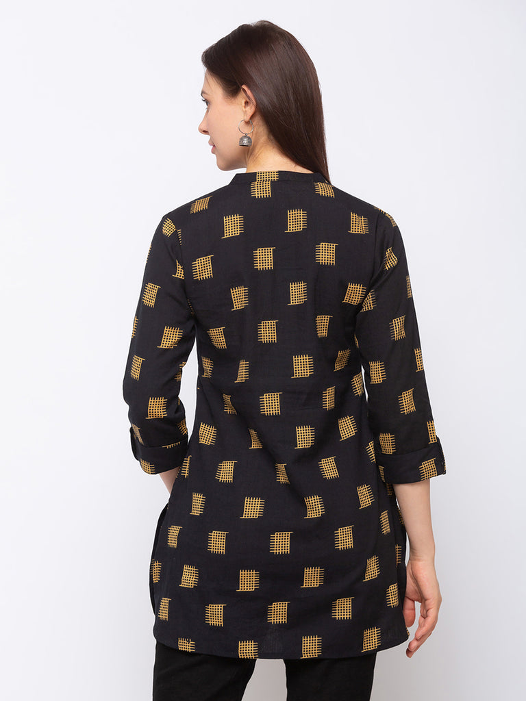 Women's Black Cotton  Tunic