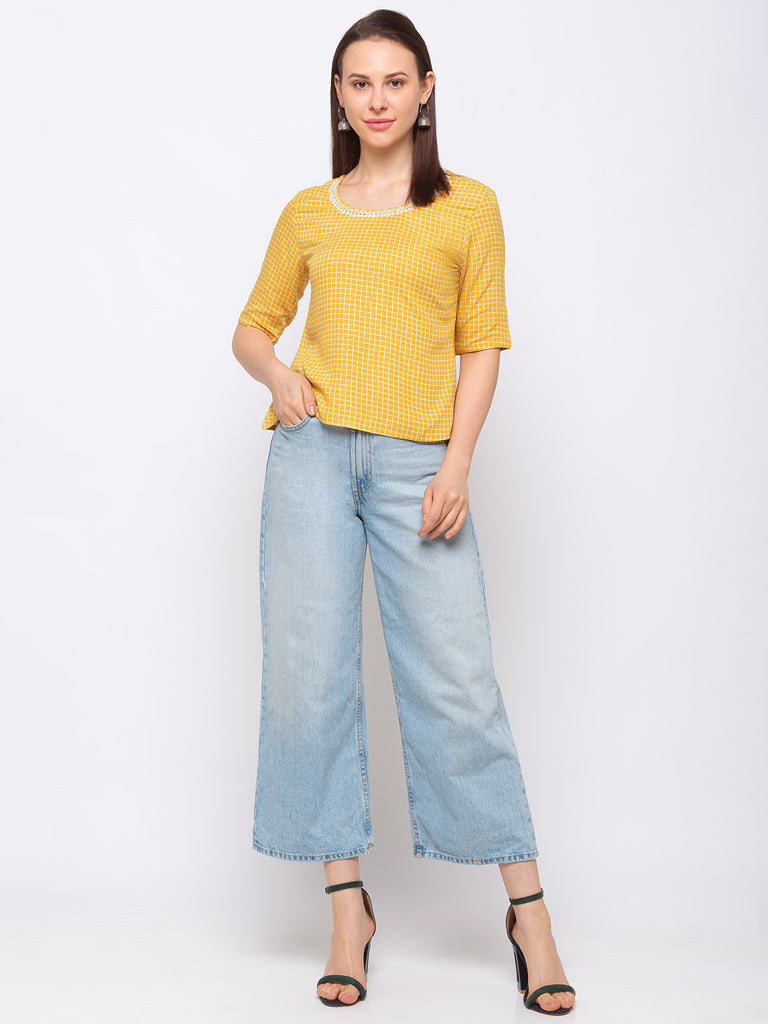 Liva Fusion Mustard Women Top