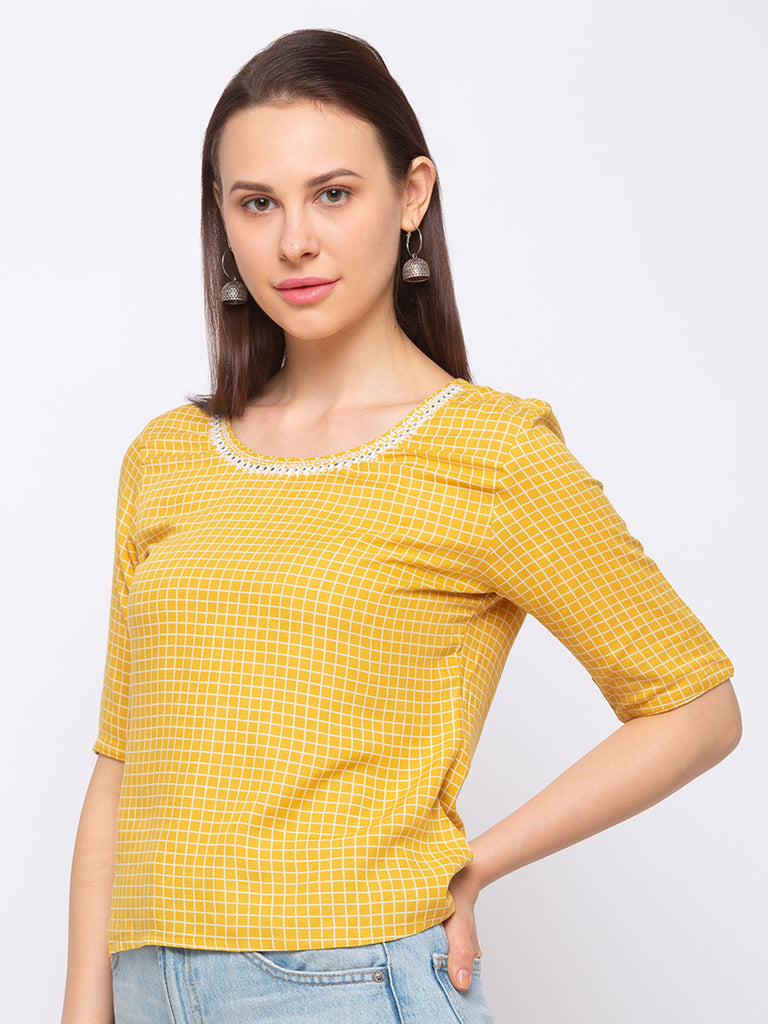 Liva Fusion Mustard Women Top