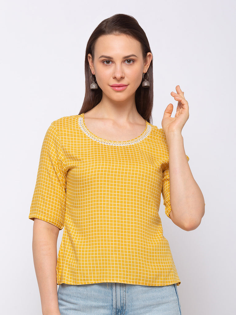 Liva Fusion Mustard Women Top