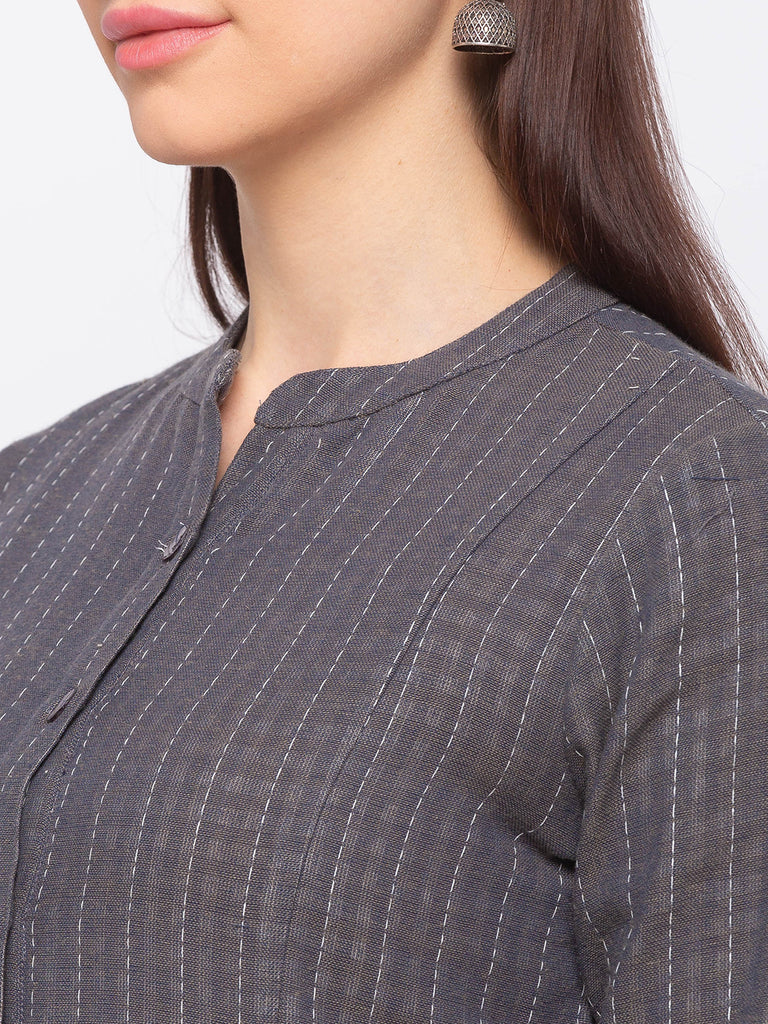 Cotton Women Grey Kurta