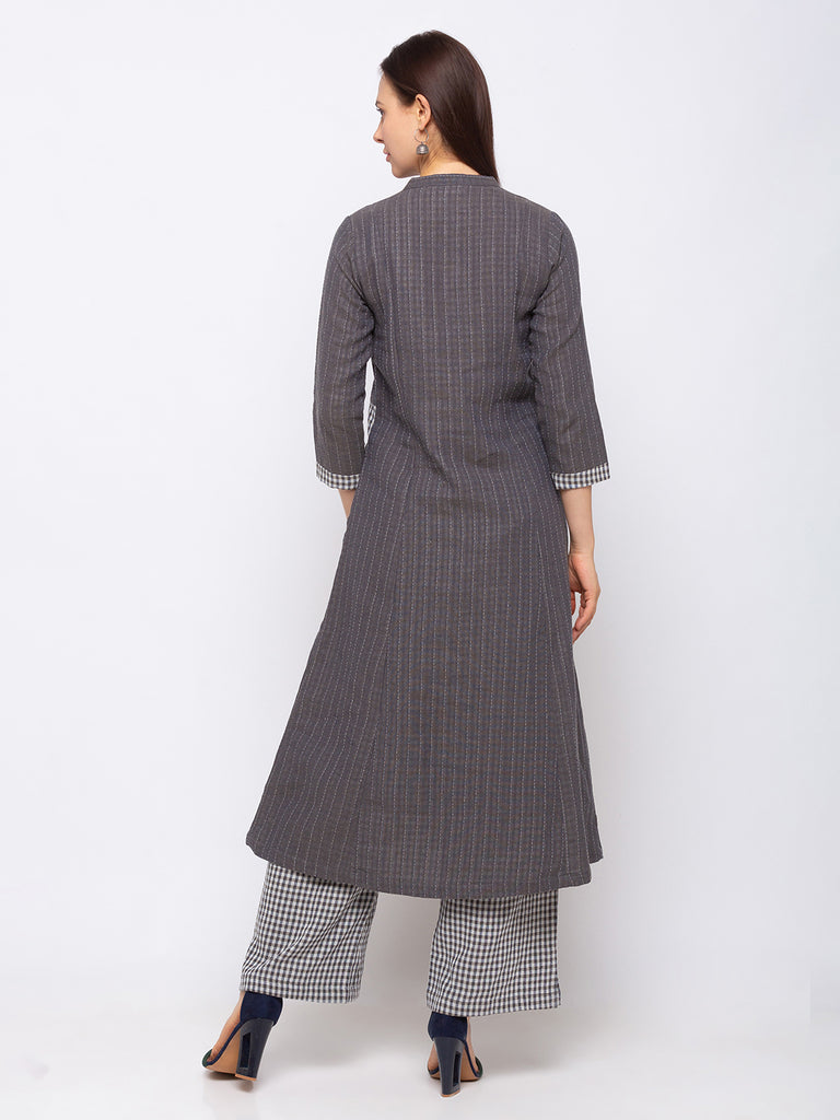 Cotton Women Grey Kurta