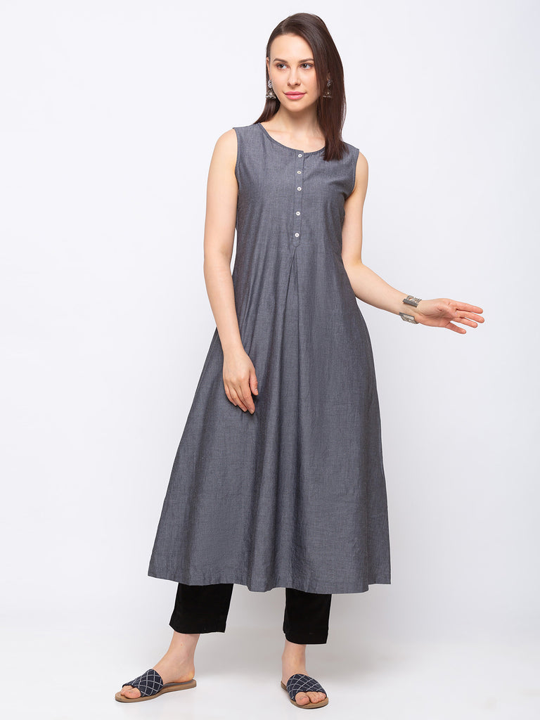 Cotton Women Grey Dress