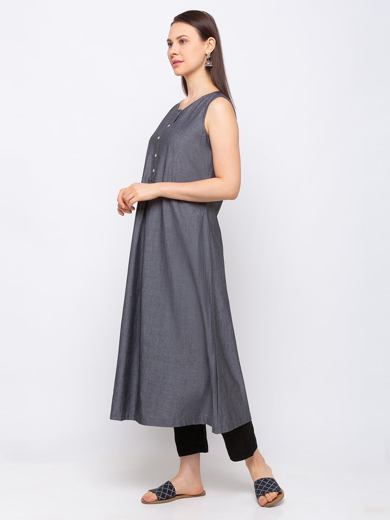 Cotton Women Grey Dress