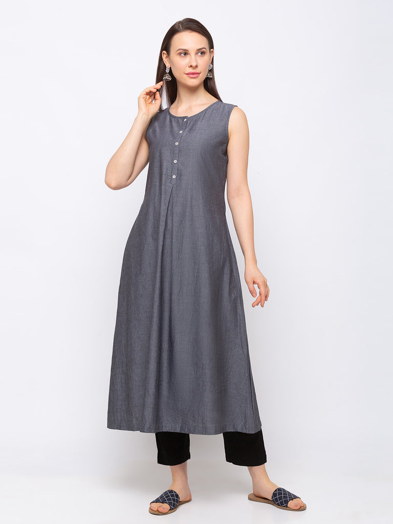 Cotton Women Grey Dress