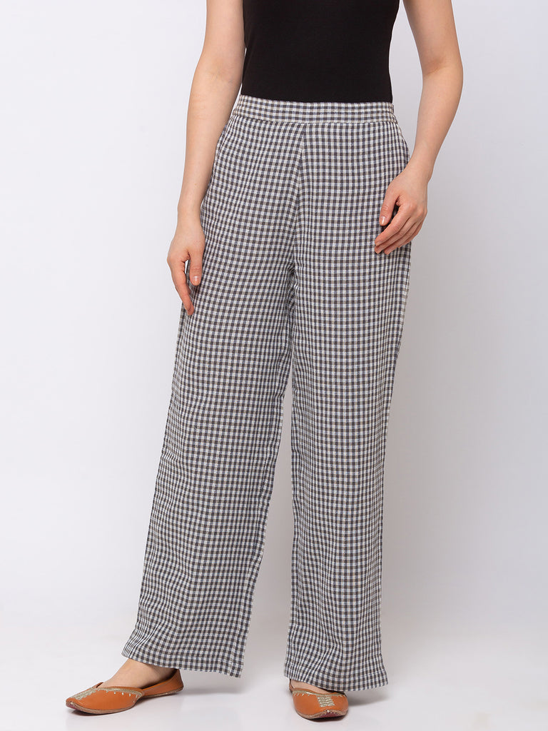 Cotton Women Grey Pants
