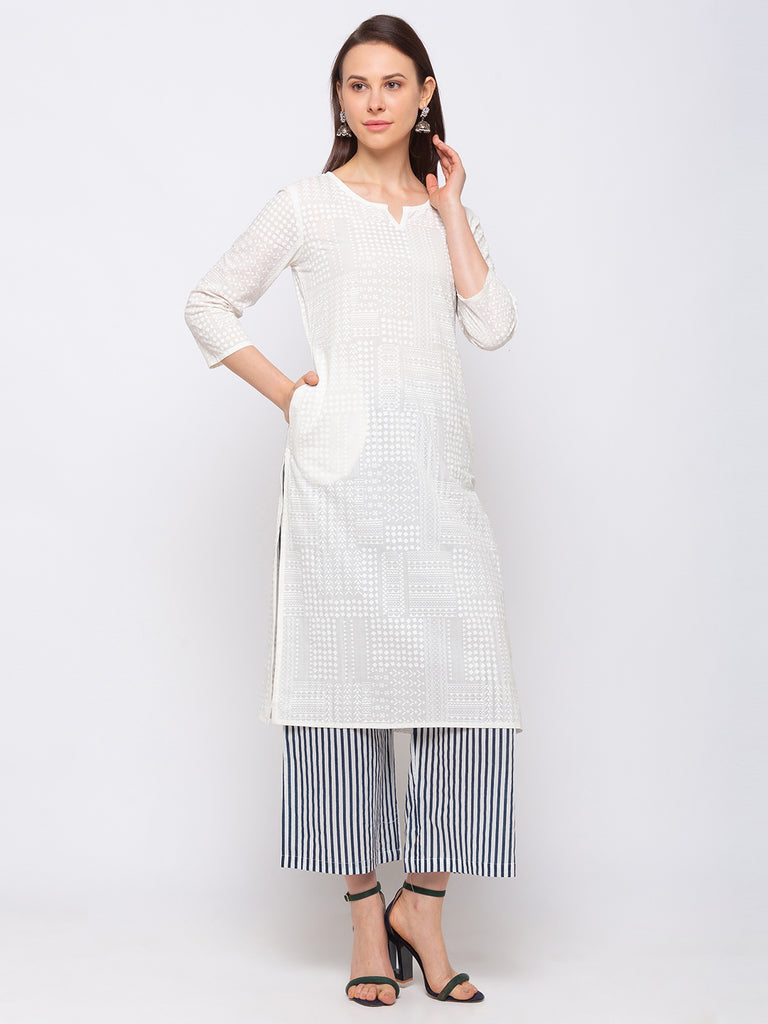 Cotton Women White Kurta