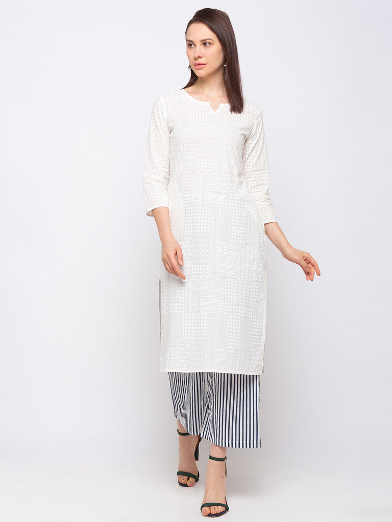 Cotton Women White Kurta