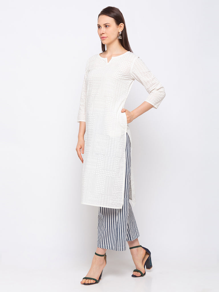 Cotton Women White Kurta