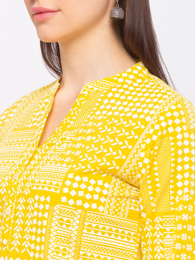 Women's Yellow Cotton  Kurta
