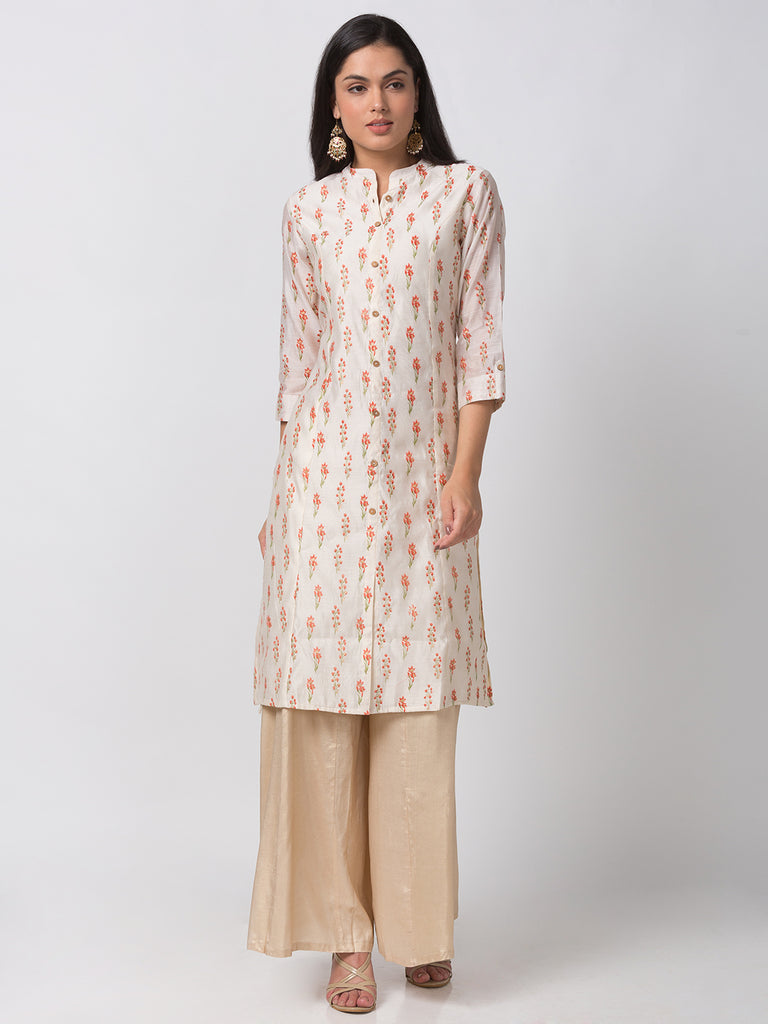 Women A Line Three-Fourth Lemon Yellow Kurta