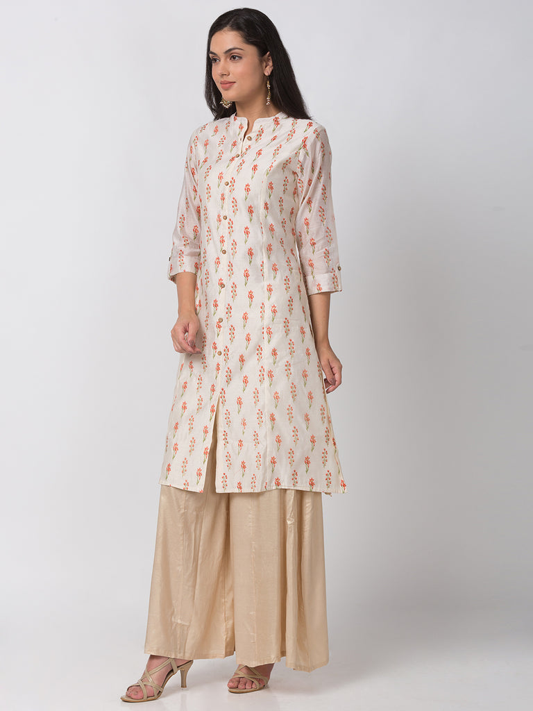 Women A Line Three-Fourth Lemon Yellow Kurta