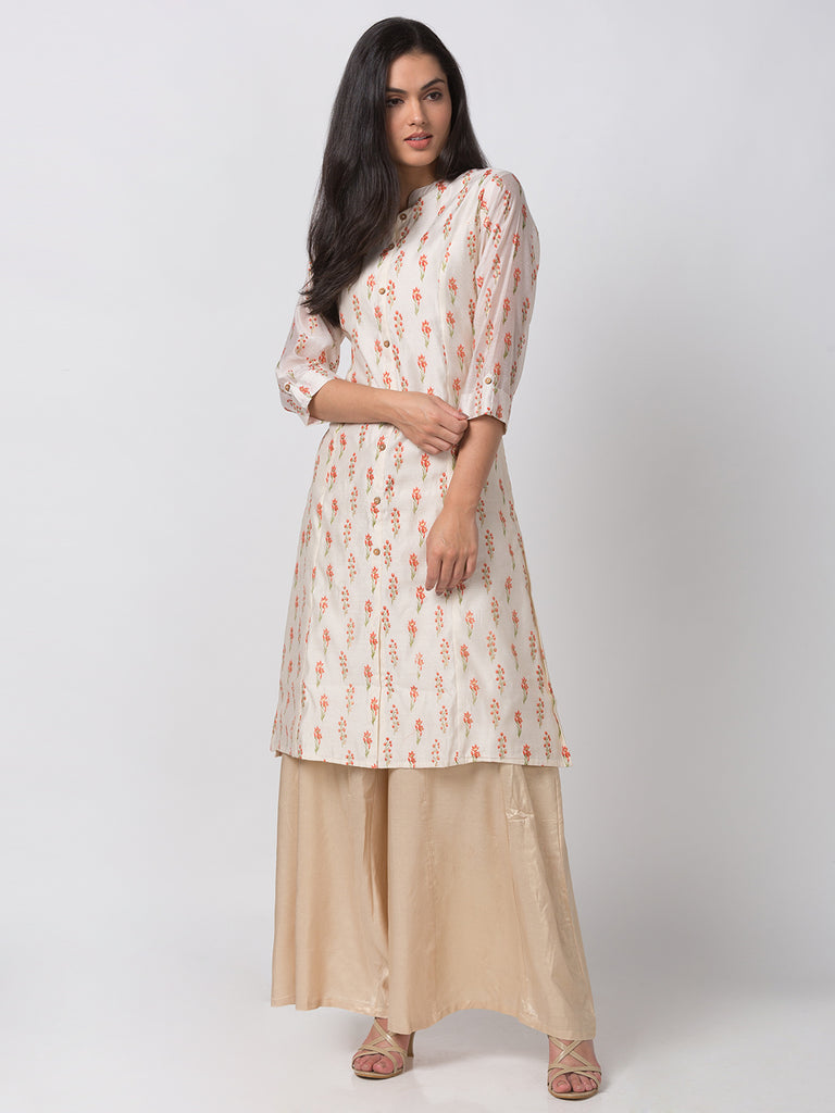 Women A Line Three-Fourth Lemon Yellow Kurta