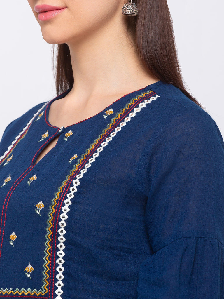 Fusion Viscose Rayon Women Indigo Kurta