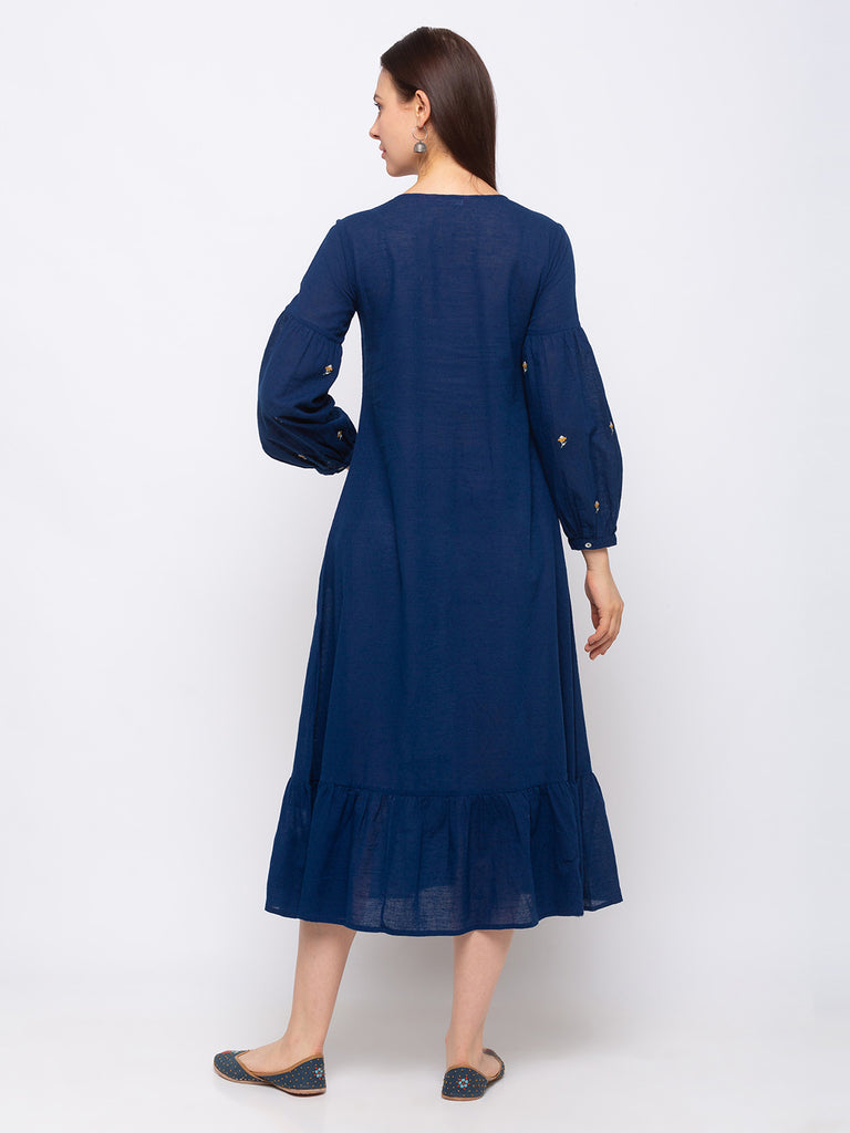 Fusion Viscose Rayon Women Indigo Kurta