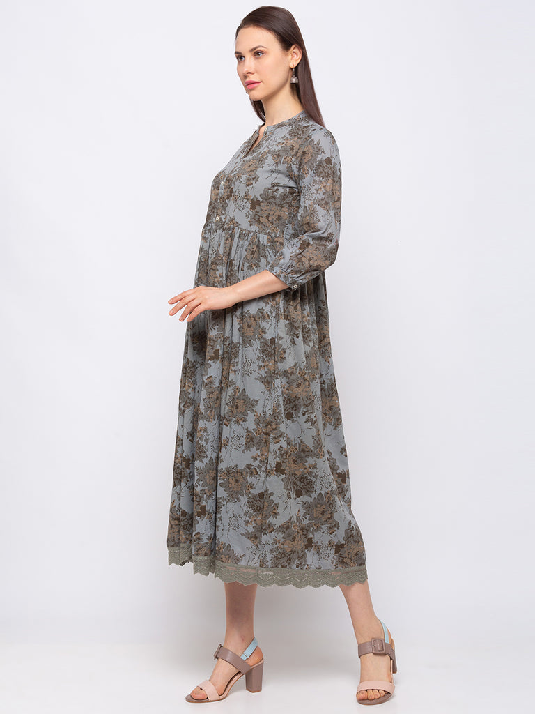 Fusion Cotton Women Grey Dress