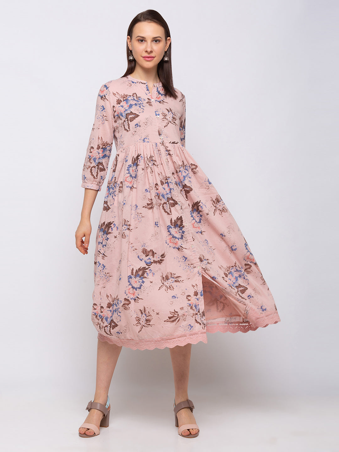 Women's Onion Pink Cotton  Dress