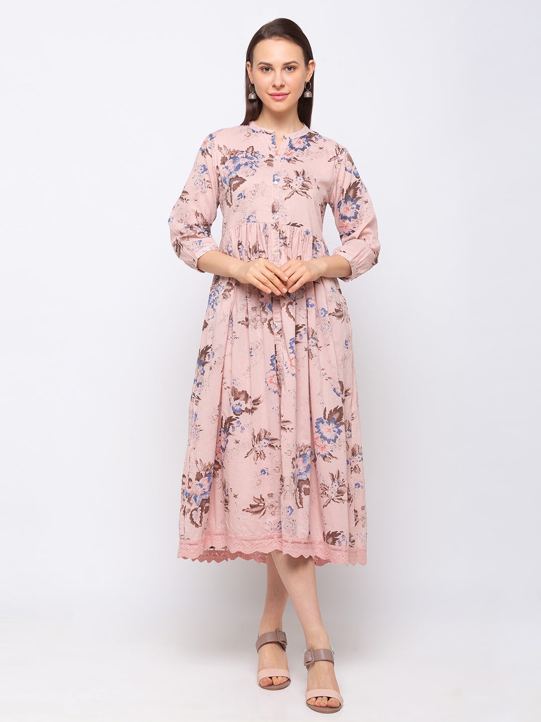 Women's Onion Pink Cotton  Dress
