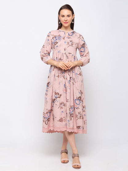 Women's Onion Pink Cotton  Dress