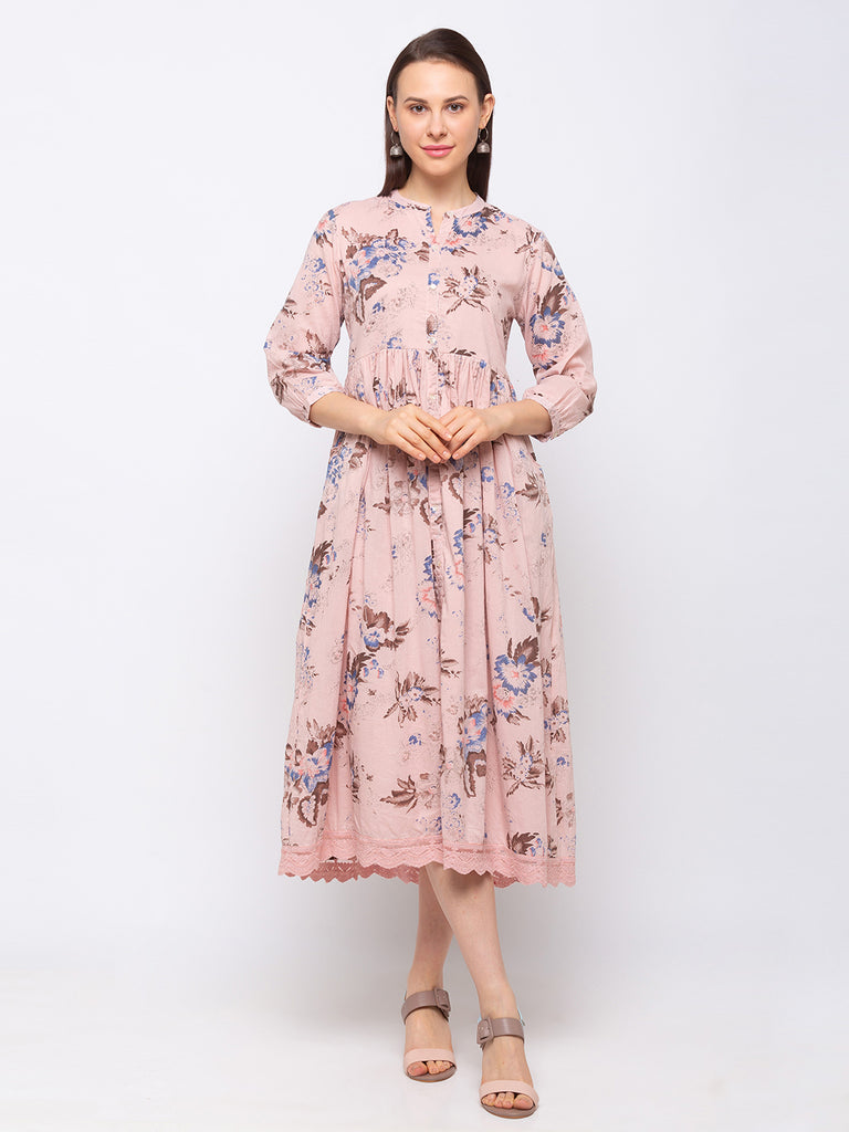 Women's Onion Pink Cotton  Dress