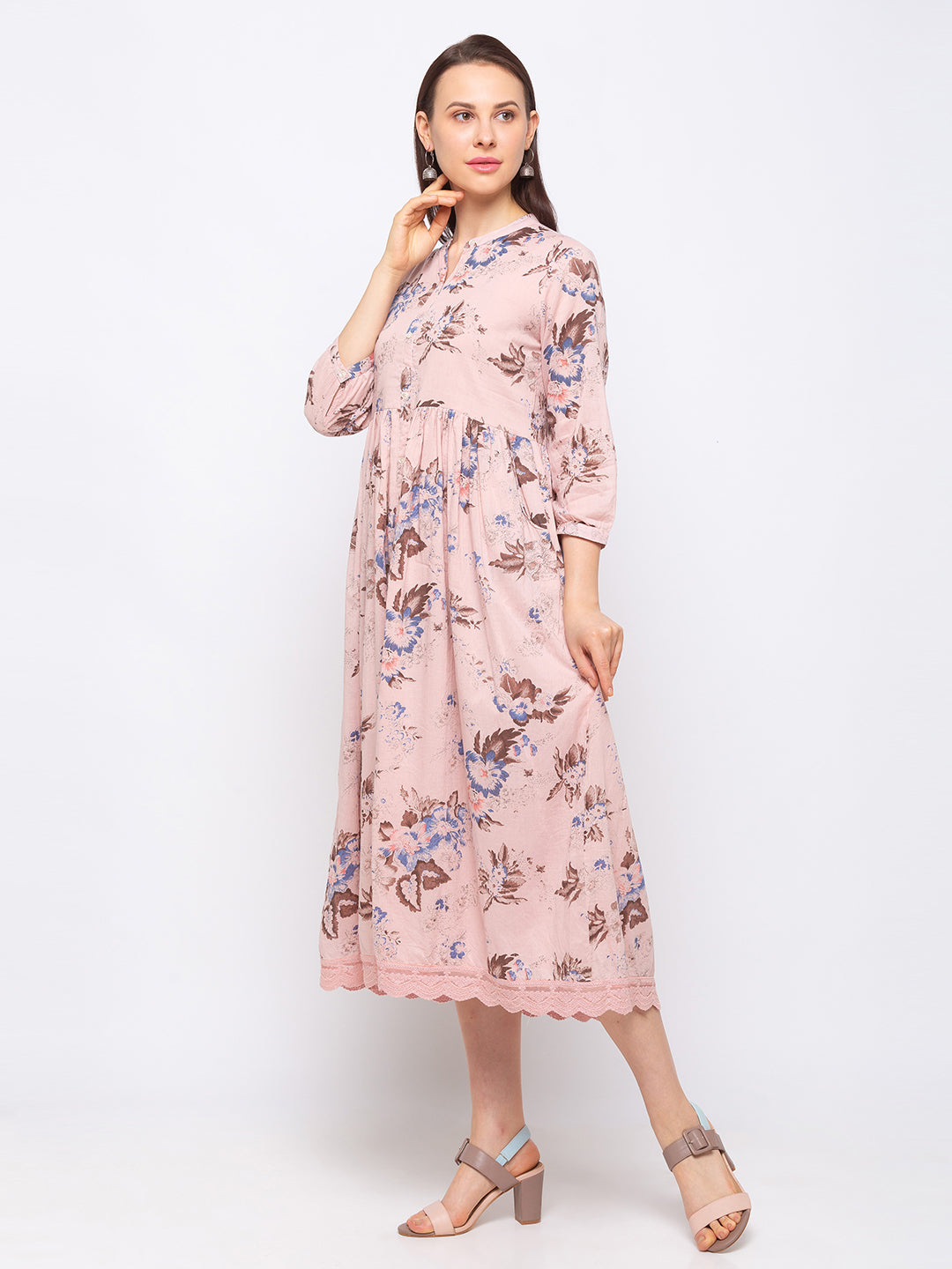 Women's Onion Pink Cotton  Dress