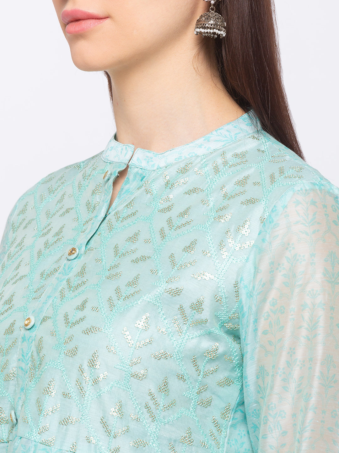 Chanderi Silk Women Sap Green Kurta