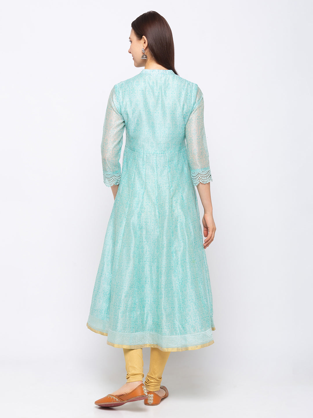 Chanderi Silk Women Sap Green Kurta