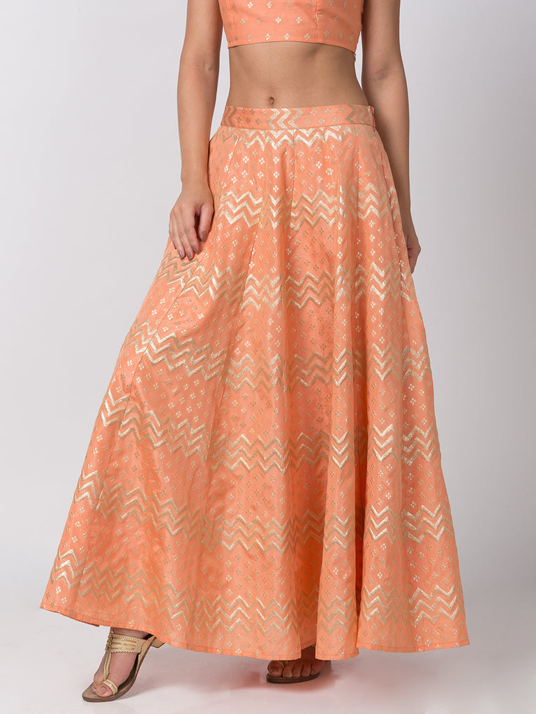 Women Flared Peach Skirt
