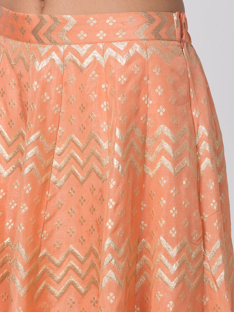 Women Flared Peach Skirt