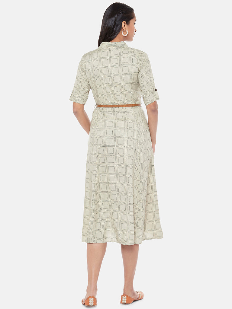 Rayon Three-Fourth Straight Women Nile Blue Dress