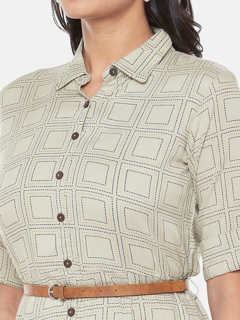 Rayon Three-Fourth Straight Women Nile Blue Dress