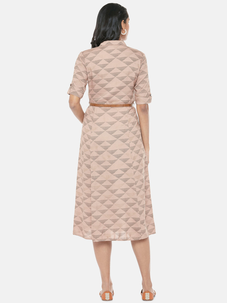 Rayon Three-Fourth Straight Women Nude Pink Dress