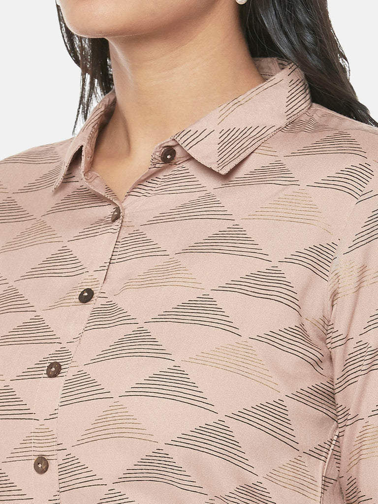 Rayon Three-Fourth Straight Women Nude Pink Dress