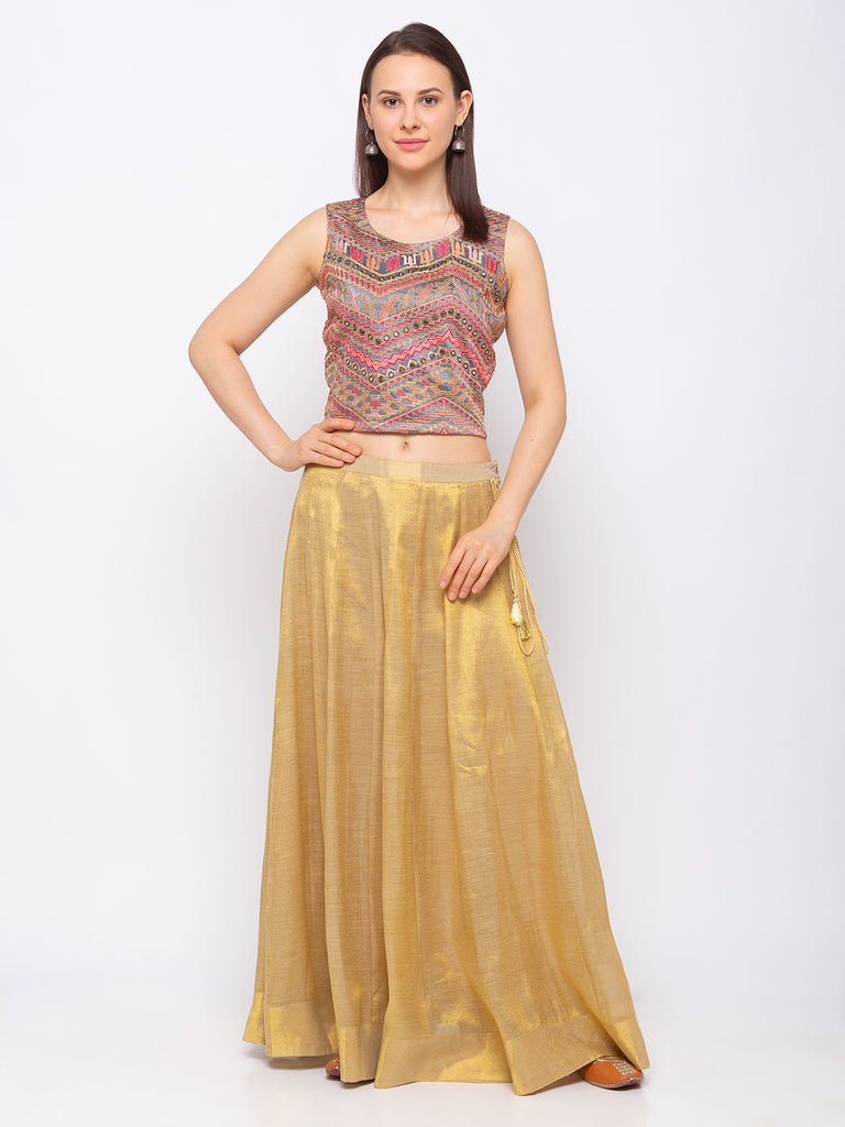Silk Blend Women Grey Crop Top