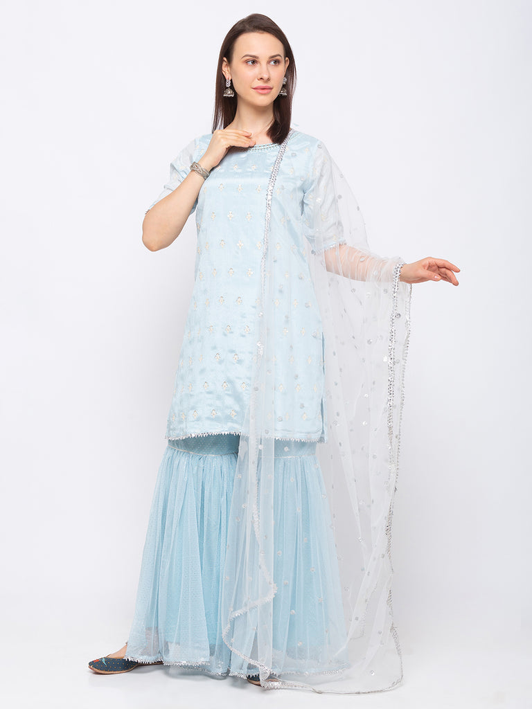 Poly Chiffon Sky Blue Women Skd